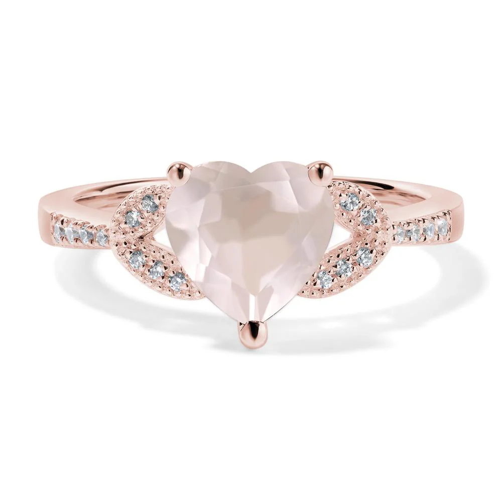 Heart Shaped Rose Quartz Engagement Ring - Image 9