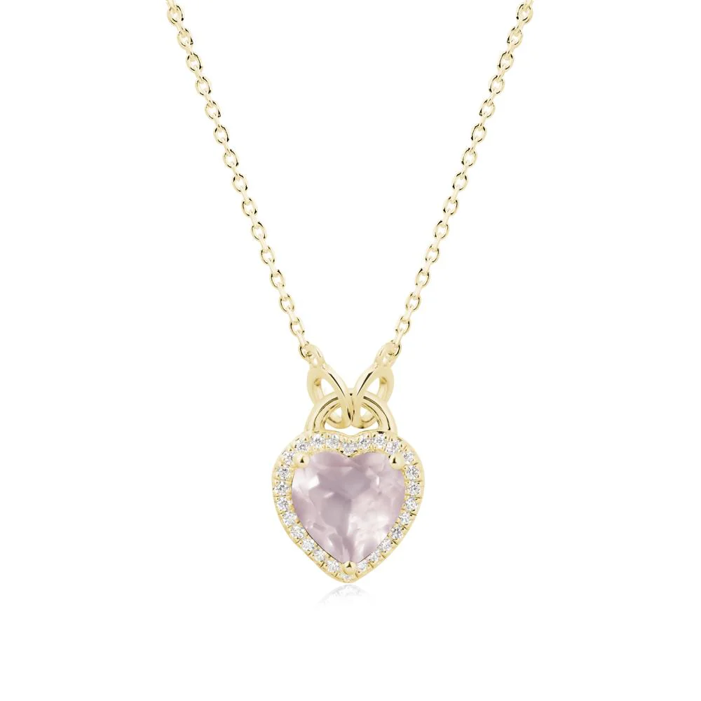 Heart Shaped Rose Quartz Halo Pendant Necklace - Image 7