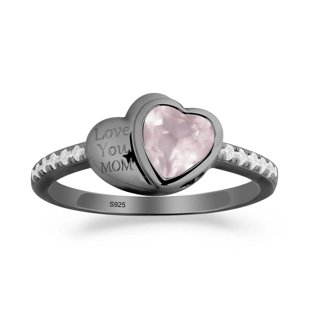 Heart Shaped Rose Quartz Ring for Mother's Day