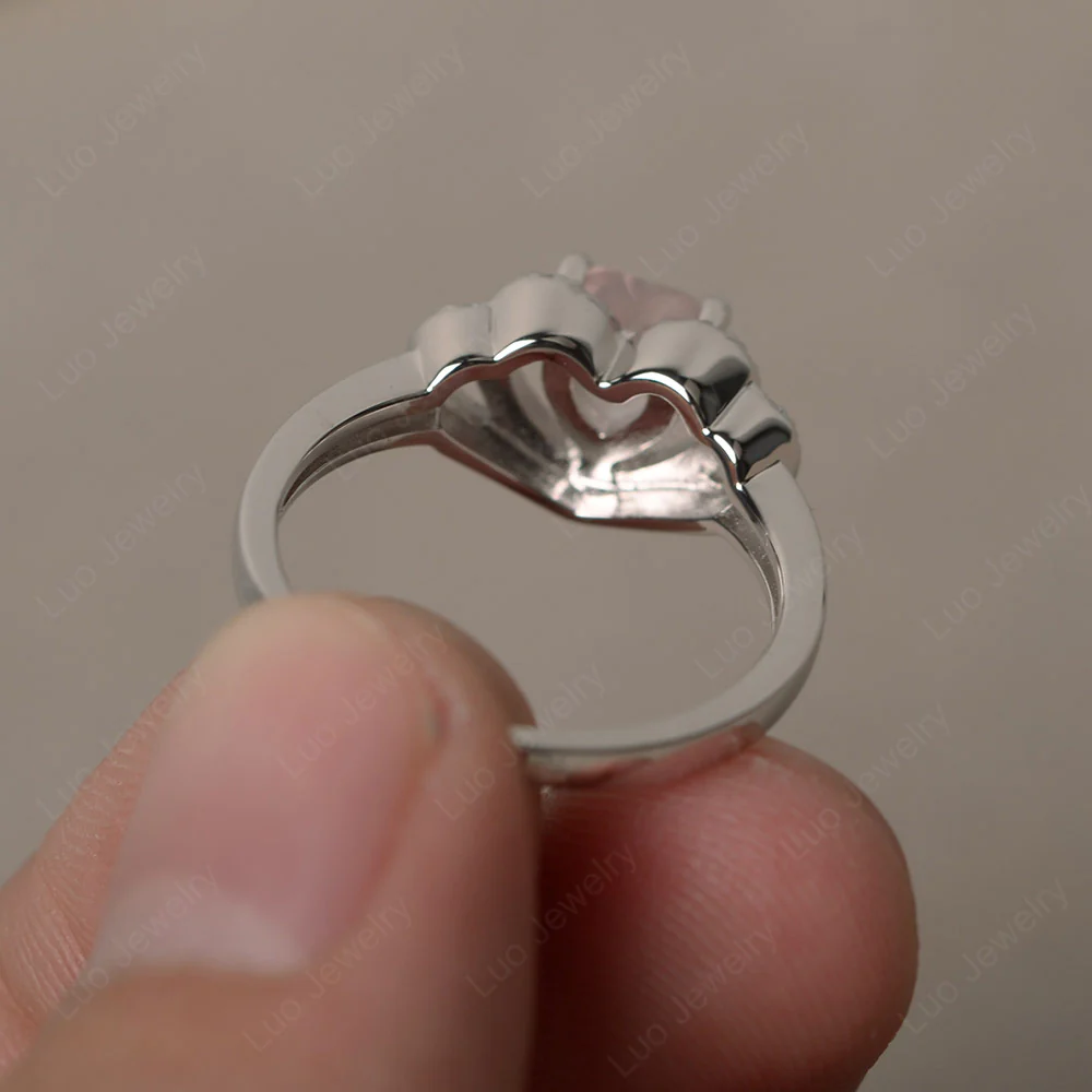 Heart Shaped Rose Quartz Promise Ring - Image 2