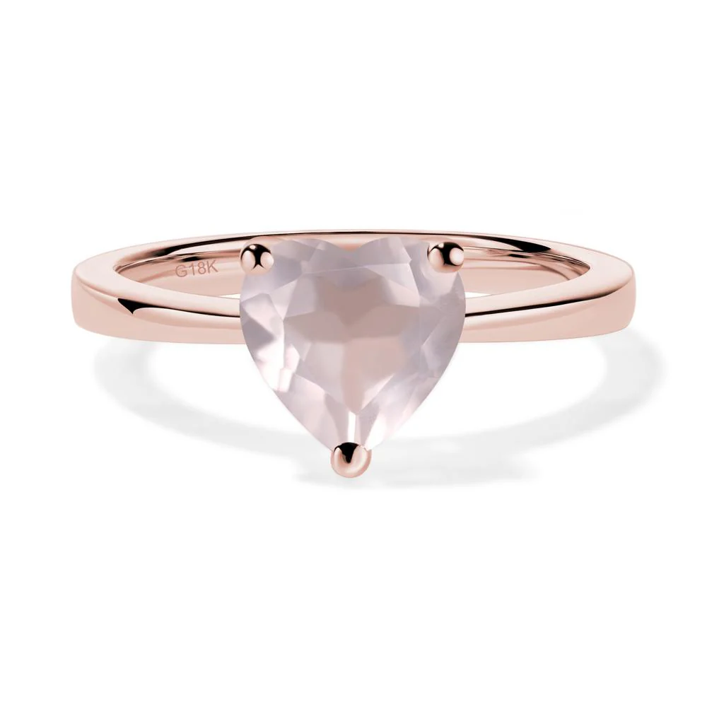 Rose Quartz Heart Shaped Solitaire Ring