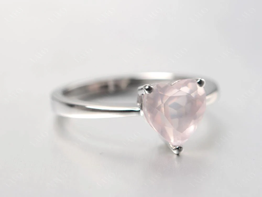 Rose Quartz Heart Shaped Solitaire Ring - Image 30