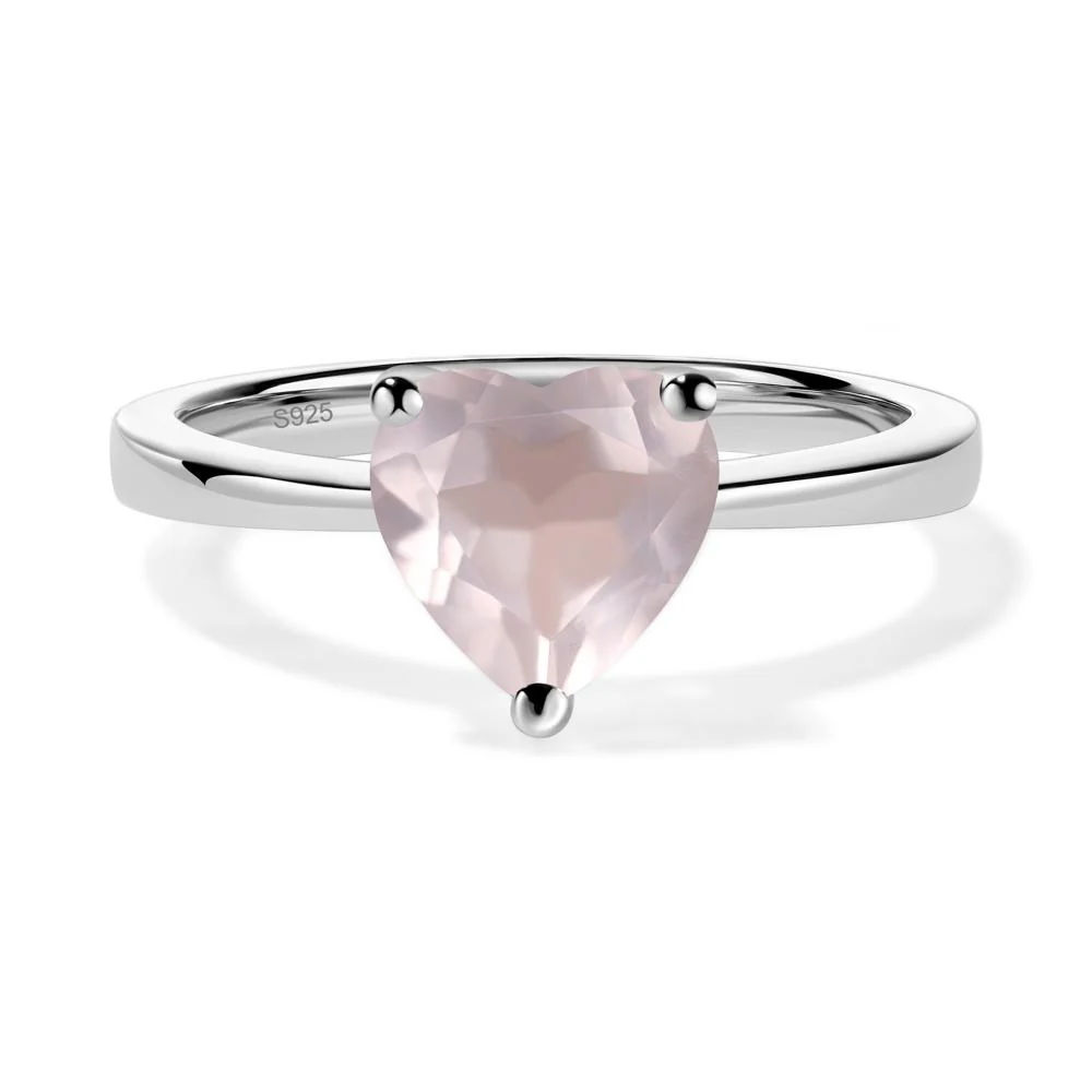Rose Quartz Heart Shaped Solitaire Ring - Image 5