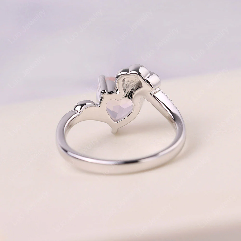 Heart Shaped Rose Quartz Strawberry Ring - Image 3
