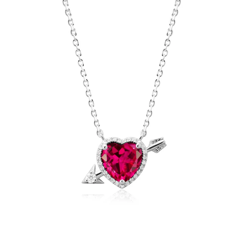 Heart Shaped Ruby Cupid's Arrow Necklace - Image 3