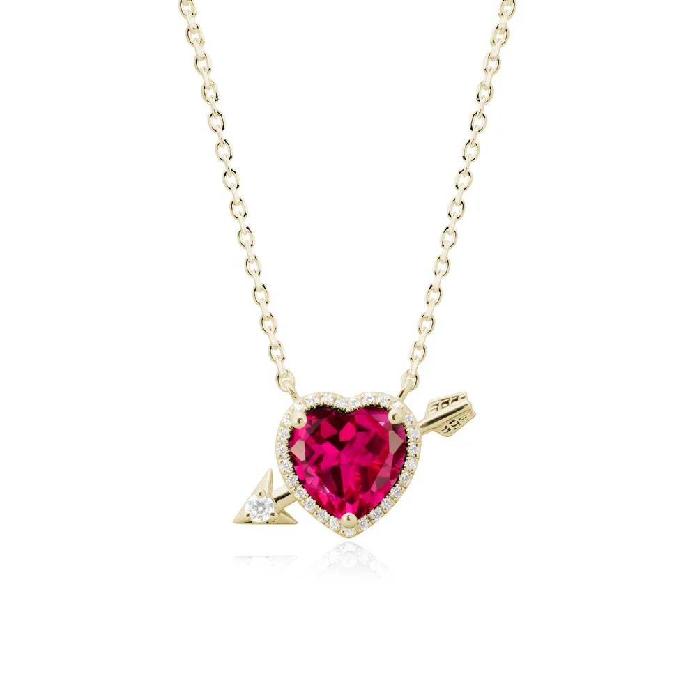 Heart Shaped Ruby Cupid's Arrow Necklace - Image 4