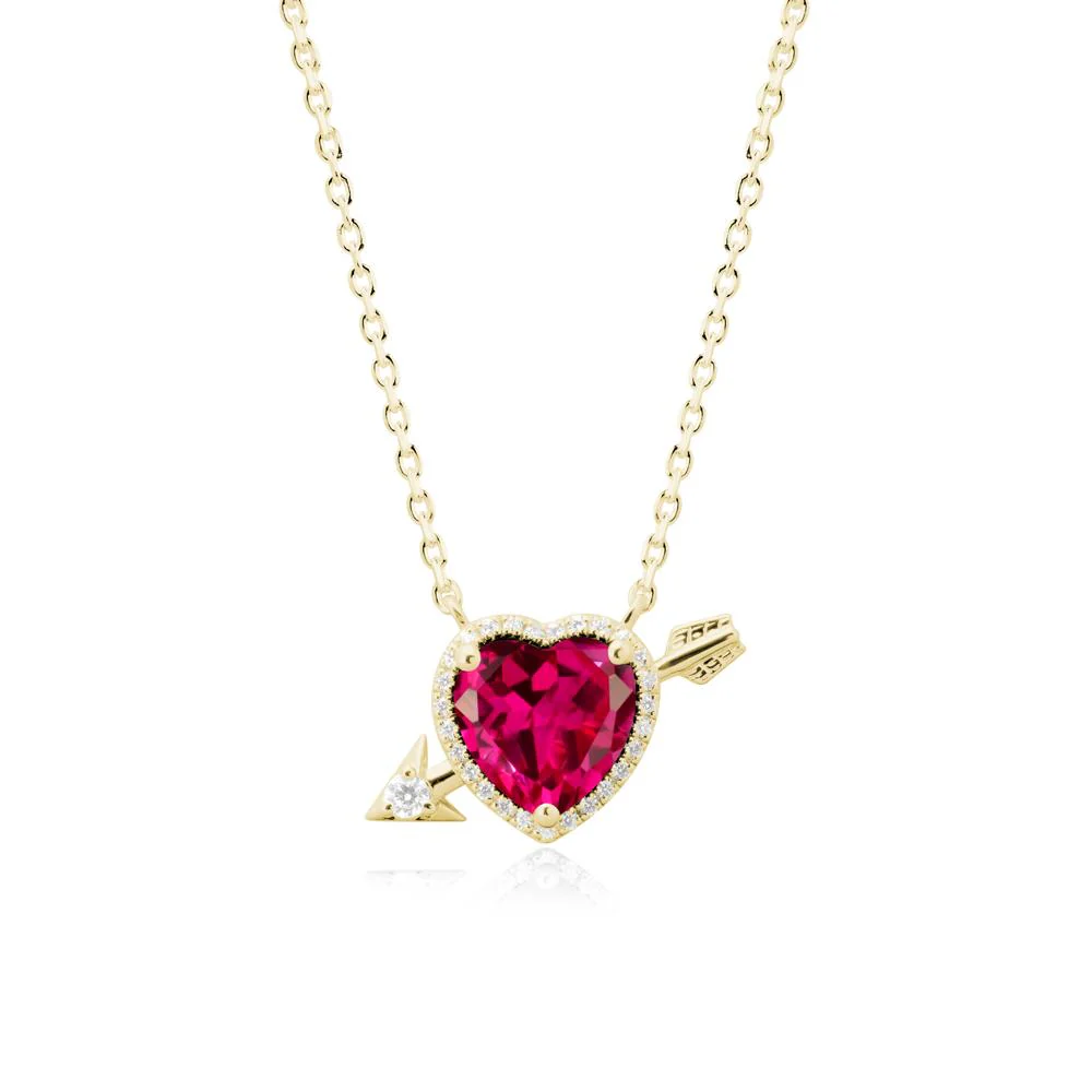 Heart Shaped Ruby Cupid's Arrow Necklace - Image 7