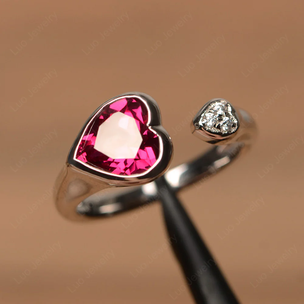 Ruby Heart Bezel Ring