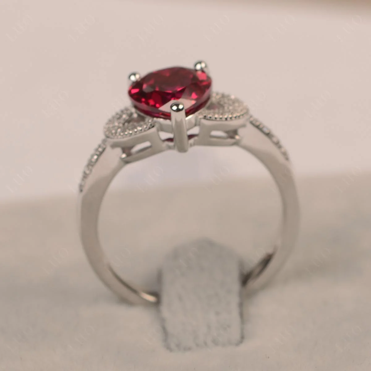 Heart Shaped Ruby Engagement Ring - Image 12