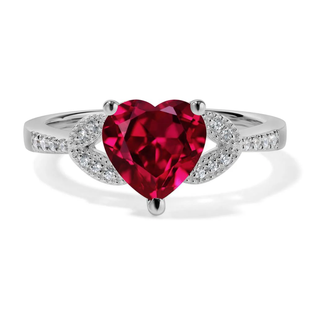 Heart Shaped Ruby Engagement Ring - Image 6