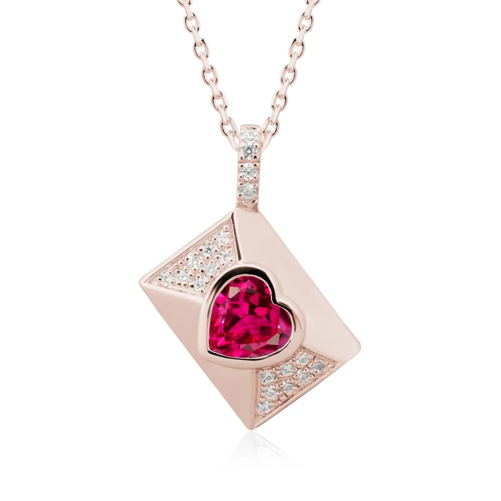 Heart Shaped Ruby Love Letter Envelope Pendant - Image 2