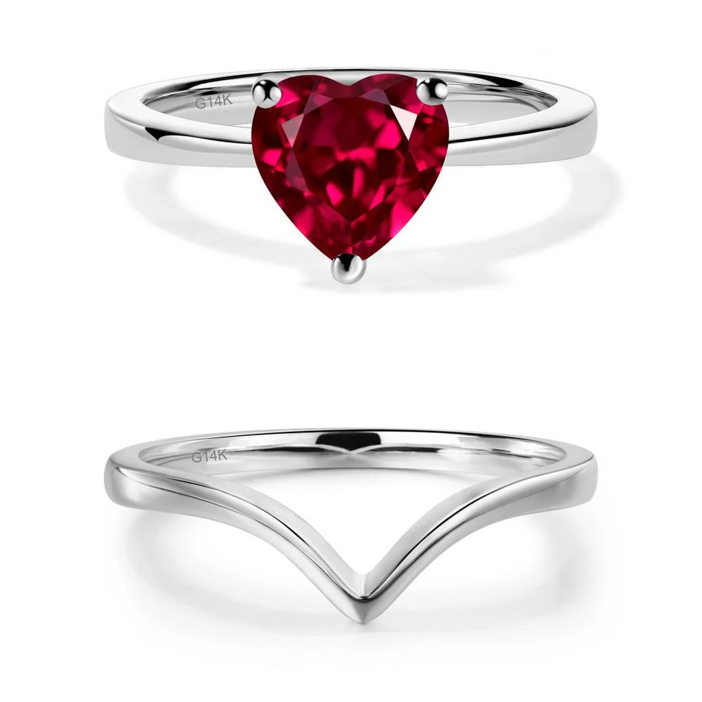 Heart Shaped Ruby Solitaire Ring - Image 11