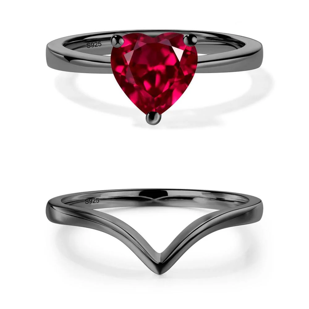 Heart Shaped Ruby Solitaire Ring - Image 13