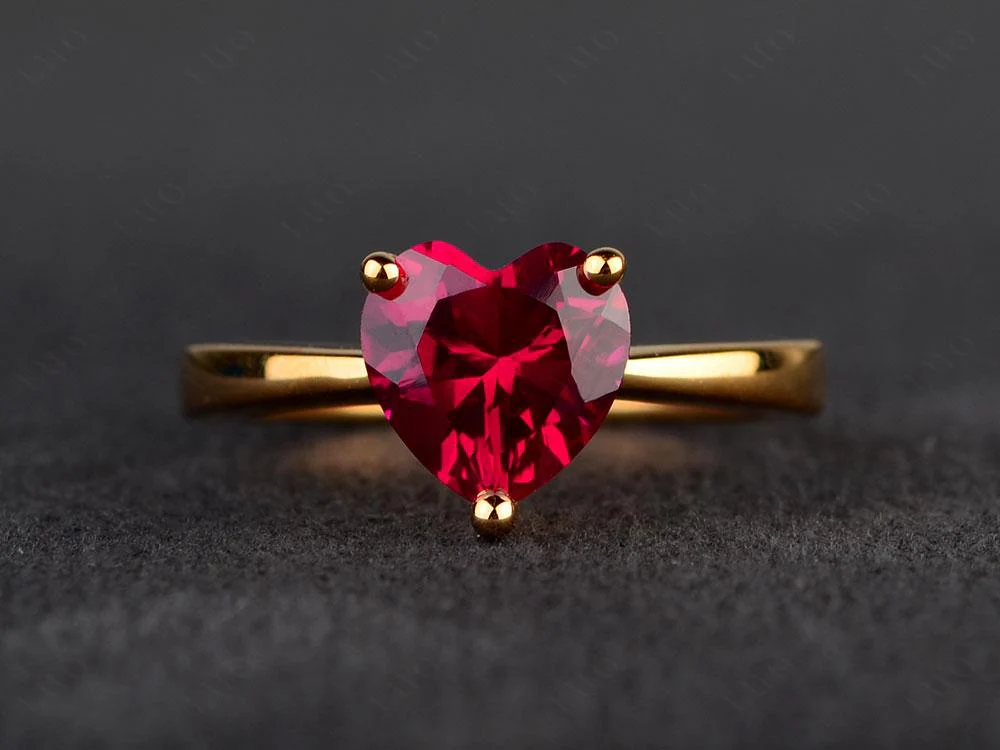 Heart Shaped Ruby Solitaire Ring - Image 29