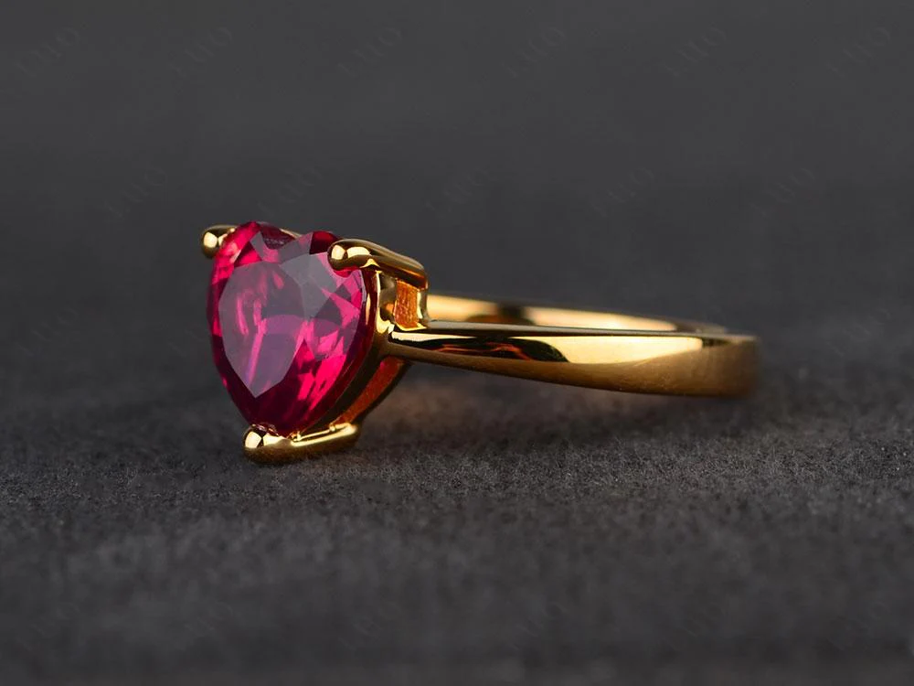 Heart Shaped Ruby Solitaire Ring - Image 30