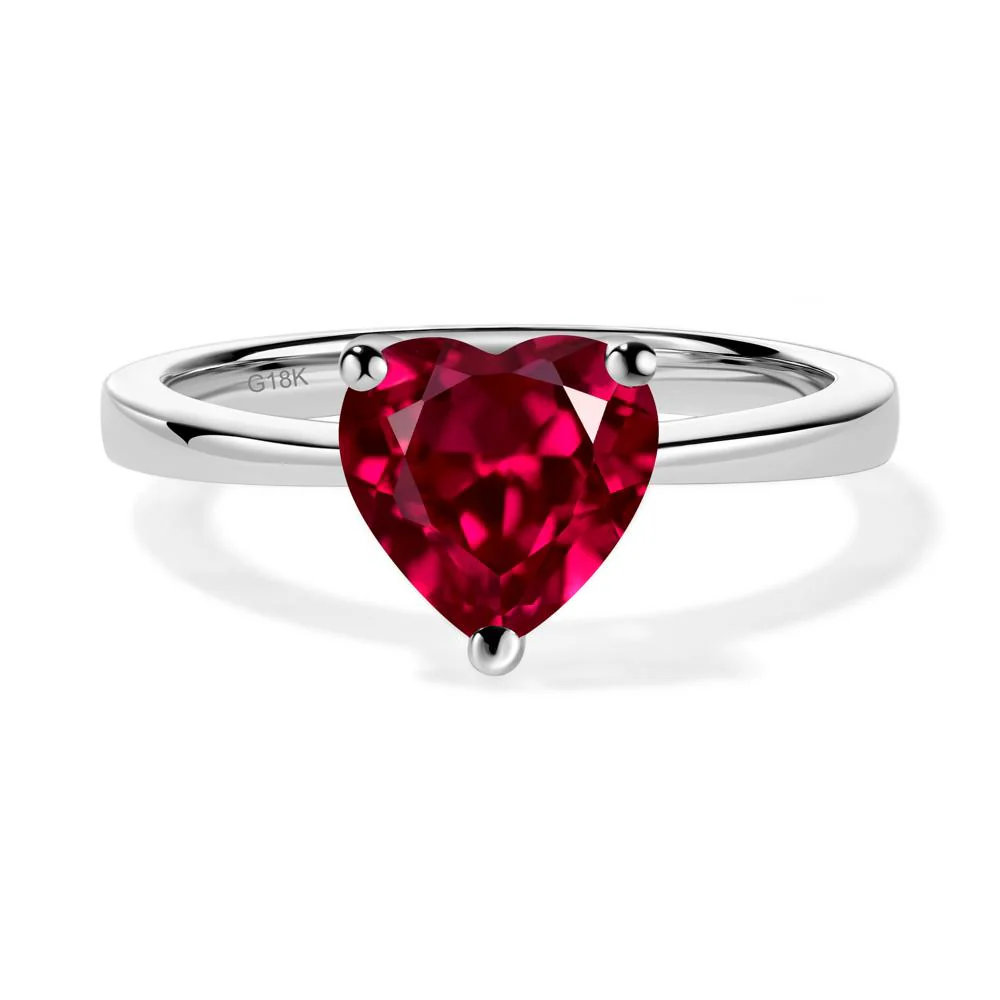 Heart Shaped Ruby Solitaire Ring - Image 5