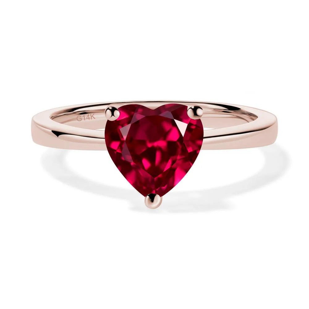 Heart Shaped Ruby Solitaire Ring - Image 7