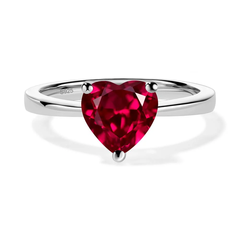 Heart Shaped Ruby Solitaire Ring - Image 8