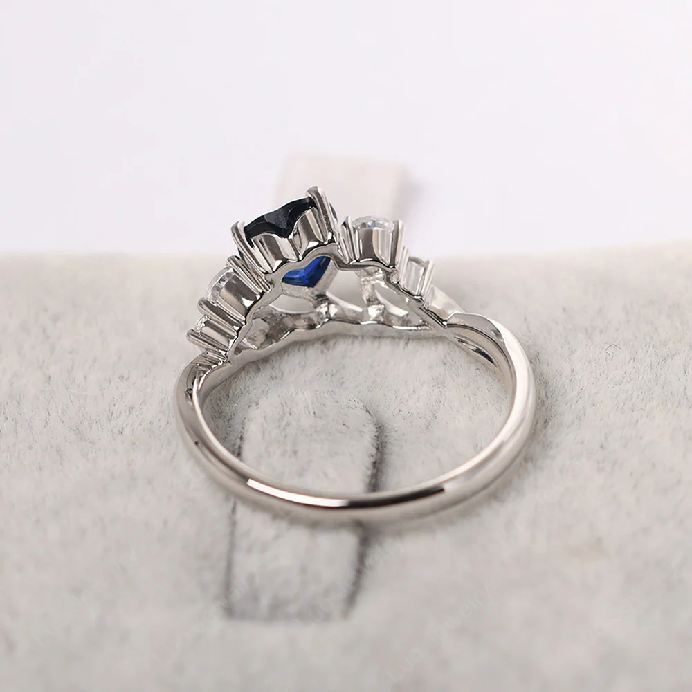 Heart Shaped Sapphire Cluster Ring - Image 4