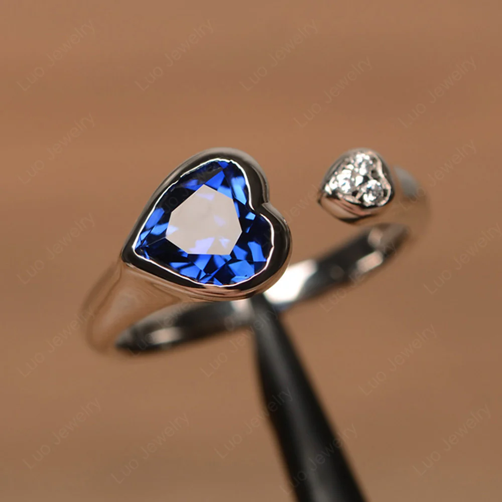 Sapphire Open Heart Engagement Ring