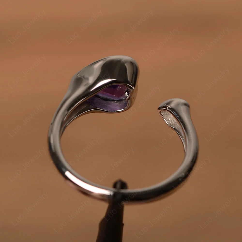 Sapphire Open Heart Engagement Ring - Image 3