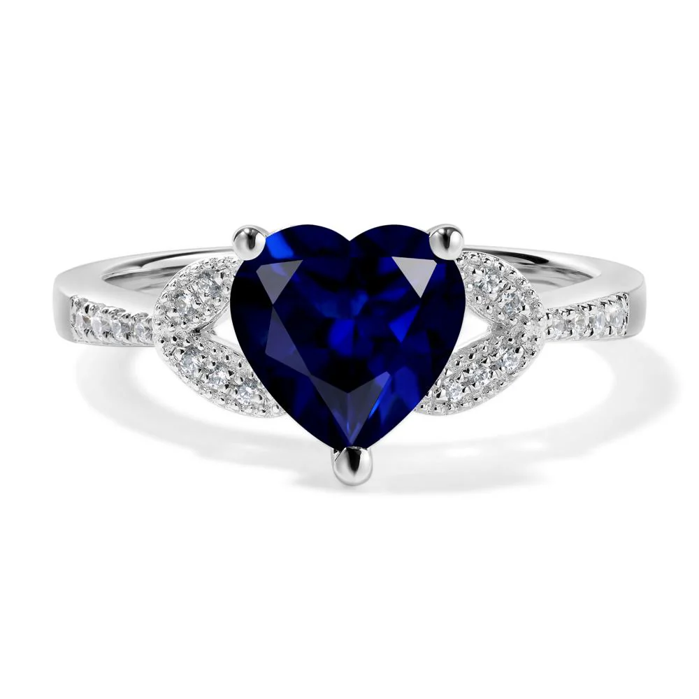 Heart Shaped Sapphire Engagement Ring - Image 7