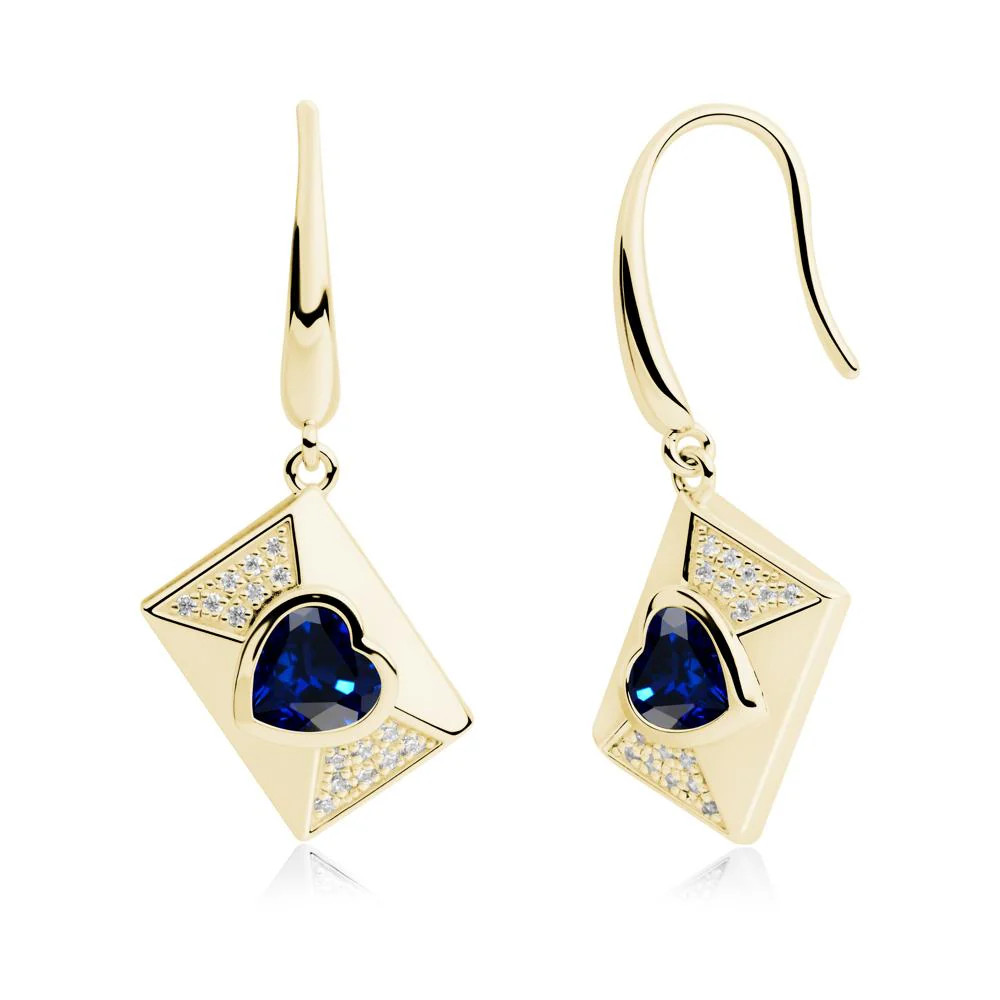 Heart Shaped Sapphire Love Letter Envelope Eearrings - Image 2
