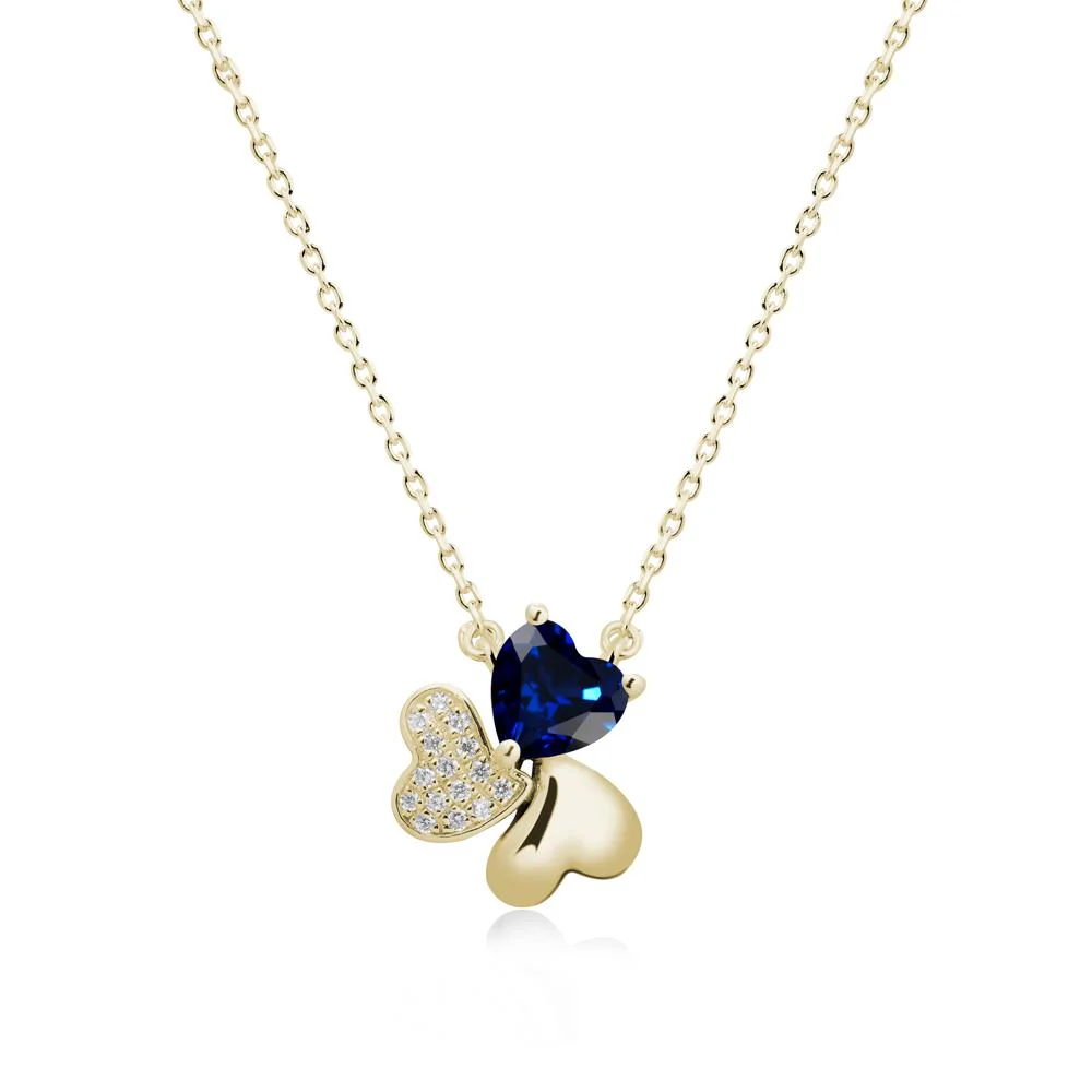 Heart Shaped Sapphire Shamrock Necklace - Image 4