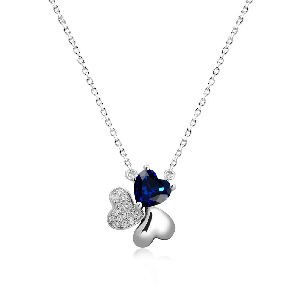 Heart Shaped Sapphire Shamrock Necklace - Image 6
