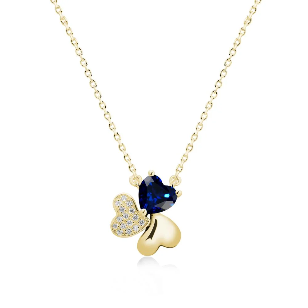 Heart Shaped Sapphire Shamrock Necklace - Image 7