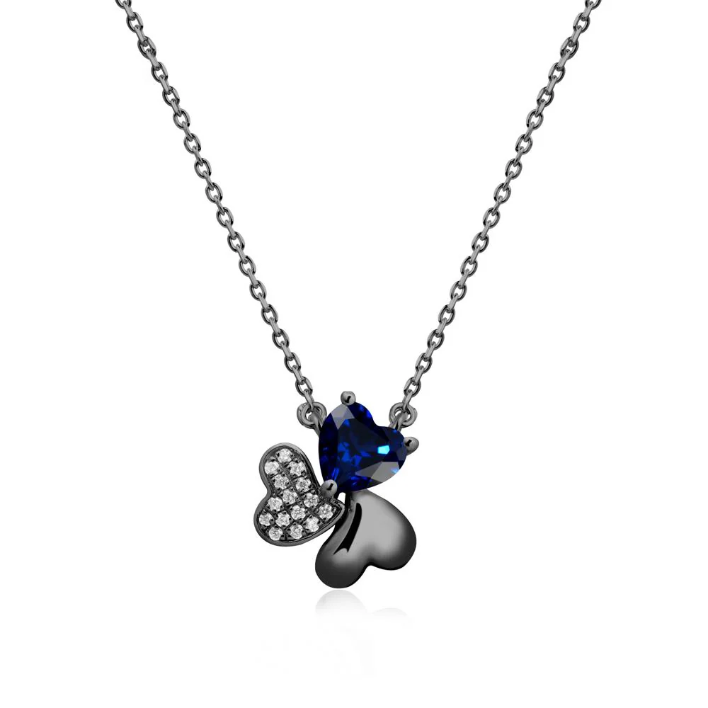 Heart Shaped Sapphire Shamrock Necklace - Image 8