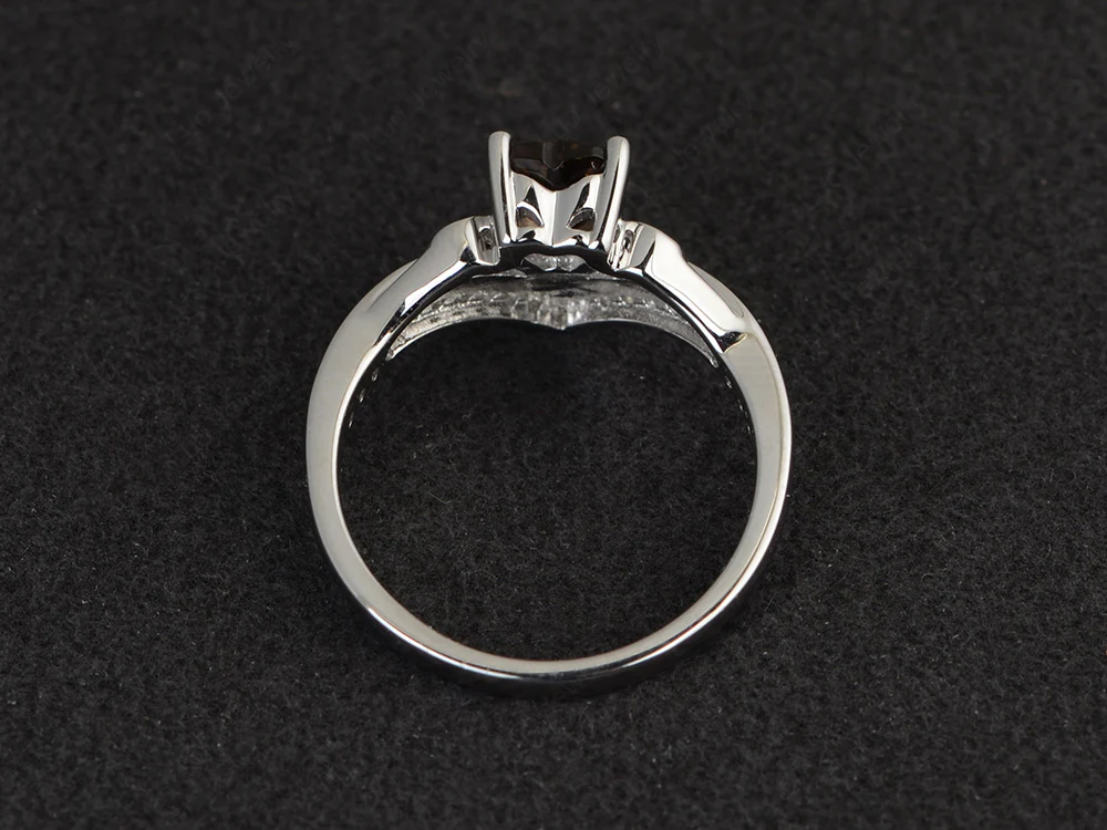 Heart Shaped Smoky Quartz Bridal Set Ring - Image 3