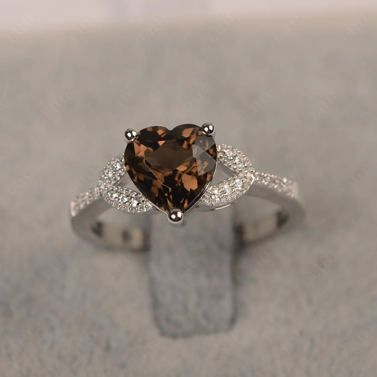 Heart Shaped Smoky Quartz Engagement Ring - Image 10