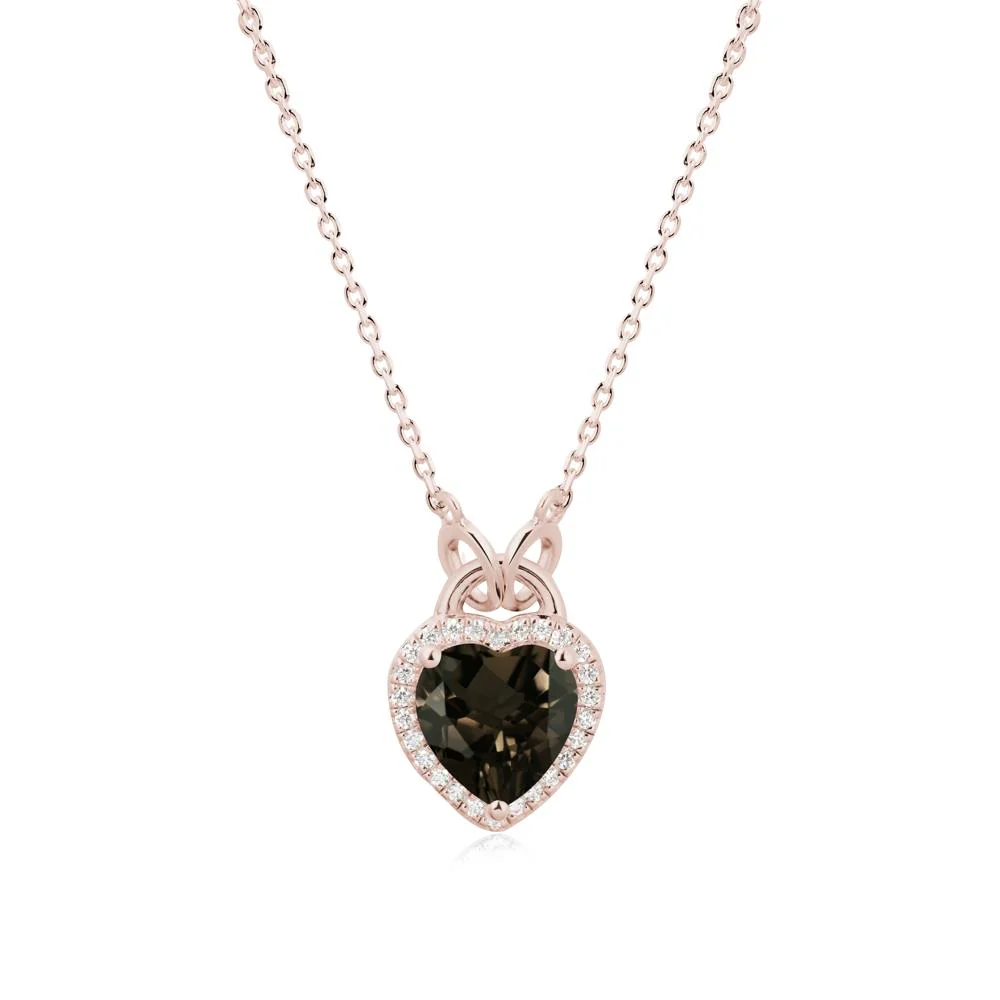 Heart Shaped Smoky Quartz Halo Necklace - Image 2