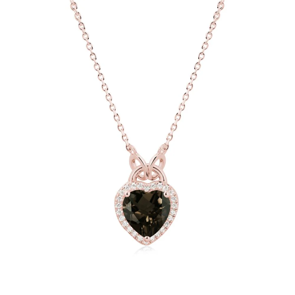 Heart Shaped Smoky Quartz Halo Necklace - Image 5