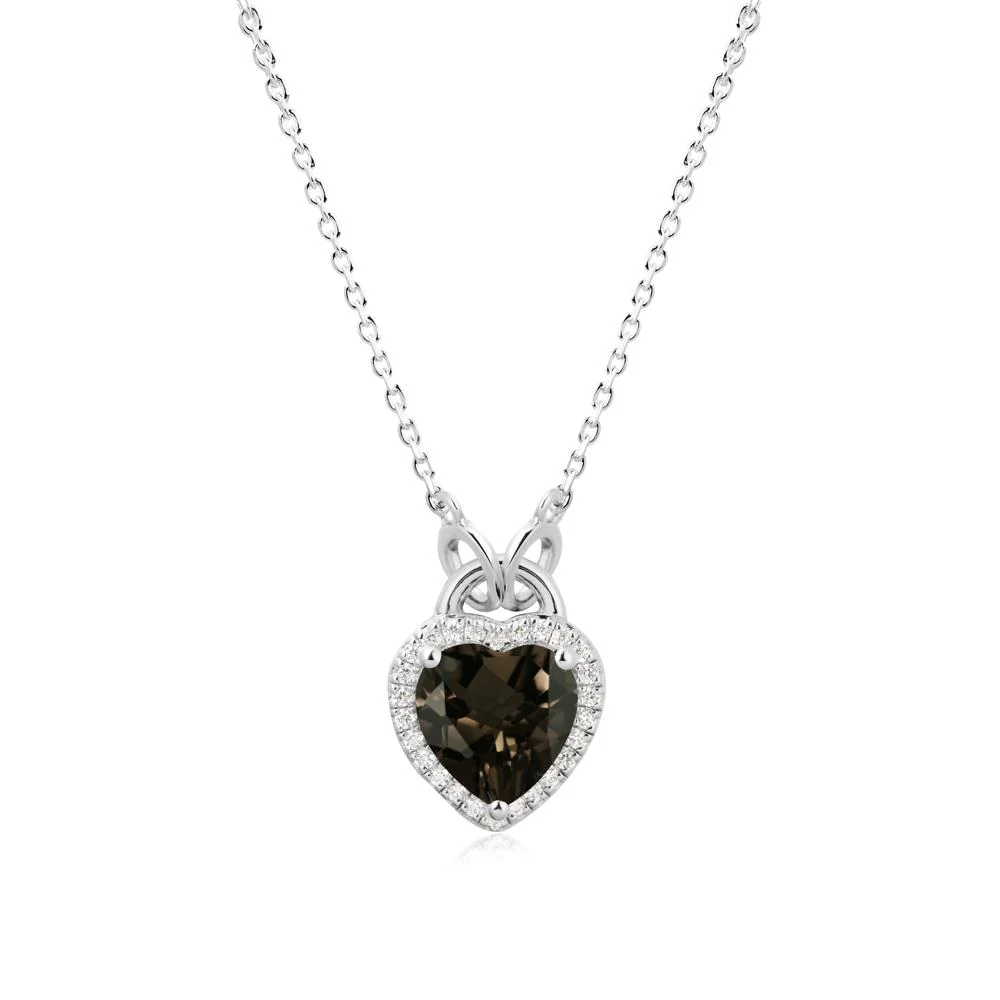 Heart Shaped Smoky Quartz Halo Necklace - Image 6