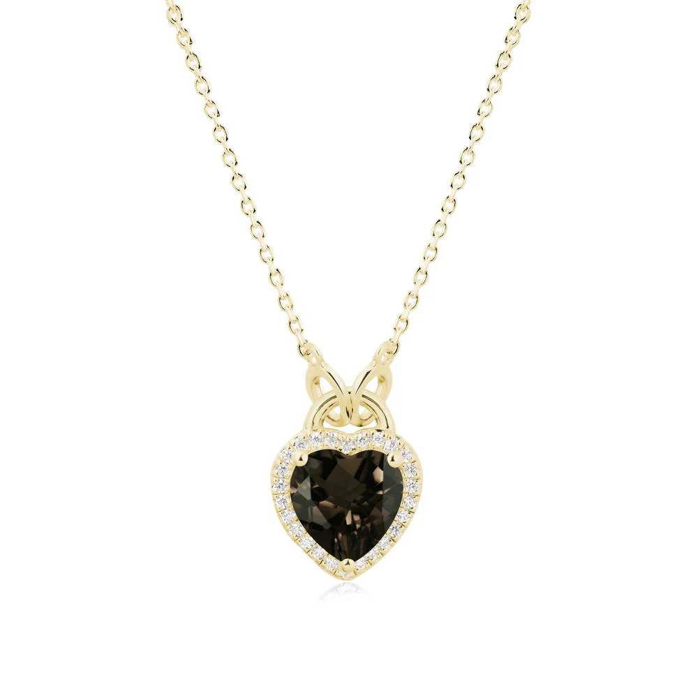 Heart Shaped Smoky Quartz Halo Necklace - Image 7