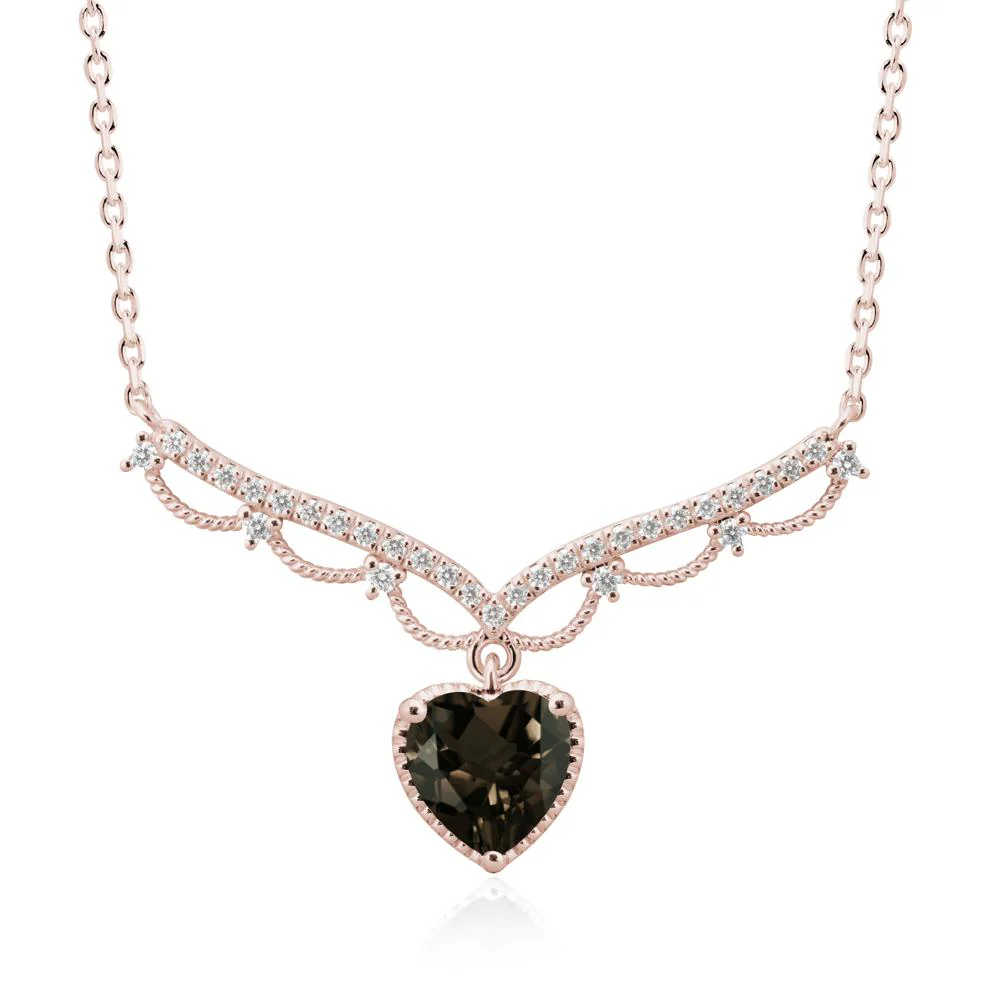 Heart Shaped Smoky Quartz Necklace with Pave Accents - Image 2