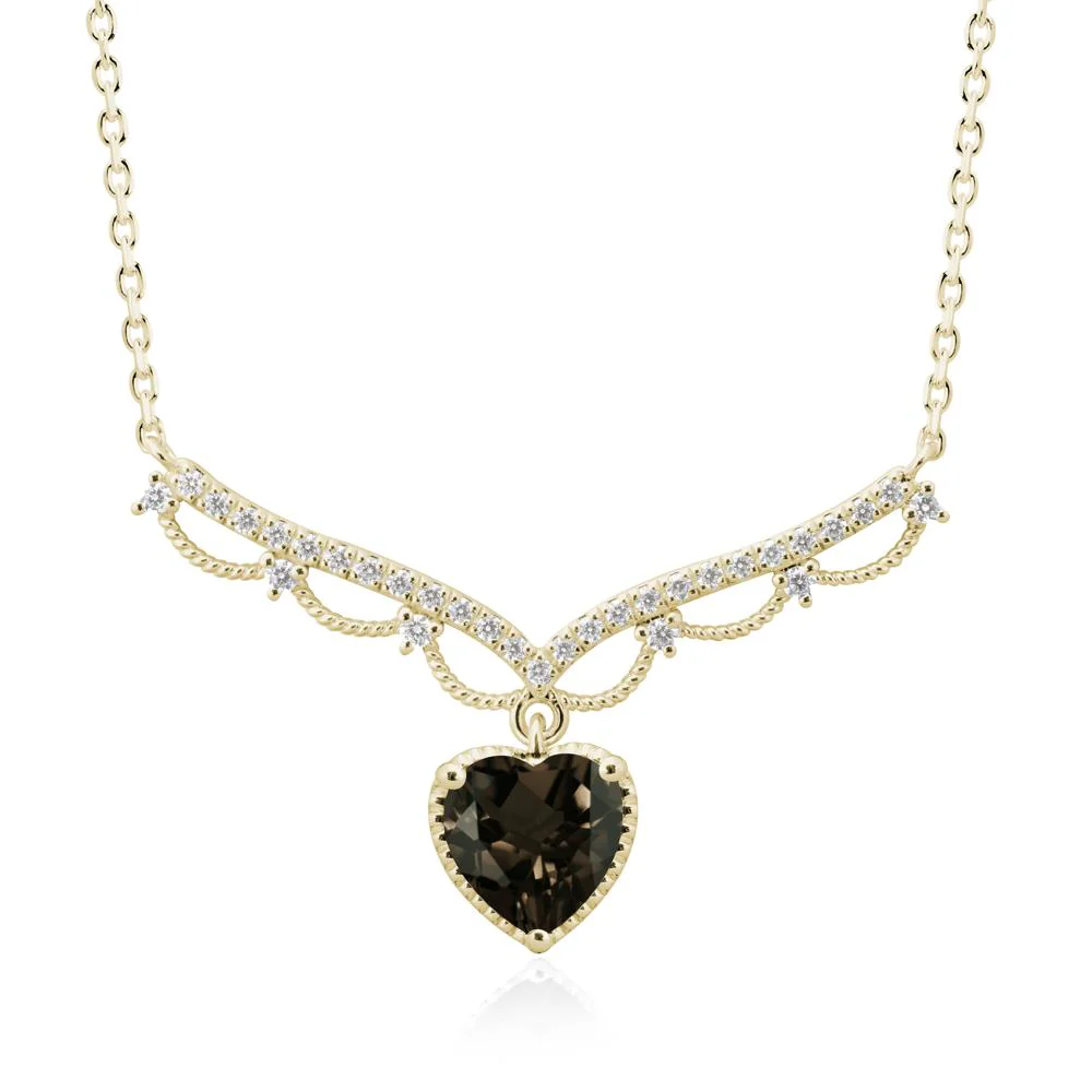 Heart Shaped Smoky Quartz Necklace with Pave Accents - Image 4