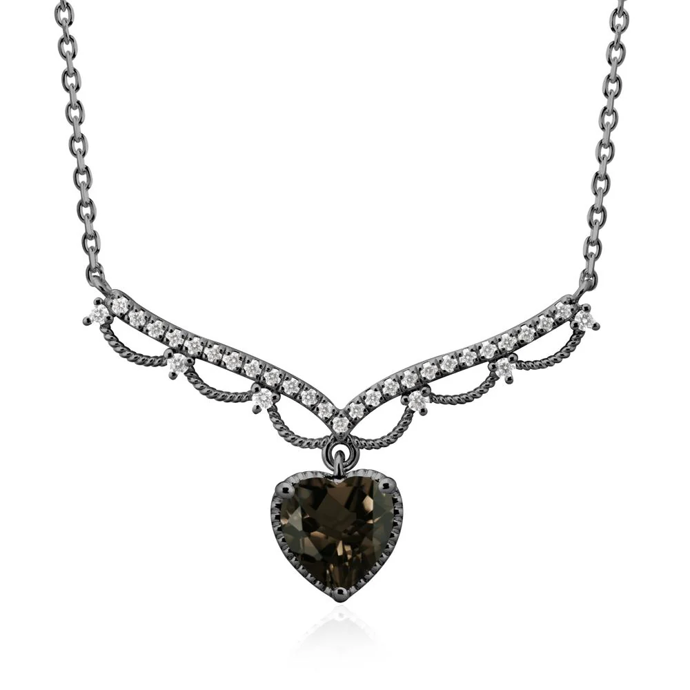 Heart Shaped Smoky Quartz Necklace with Pave Accents - Image 8