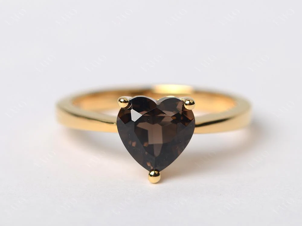 Smoky Quartz Heart Shaped Solitaire Ring - Image 29