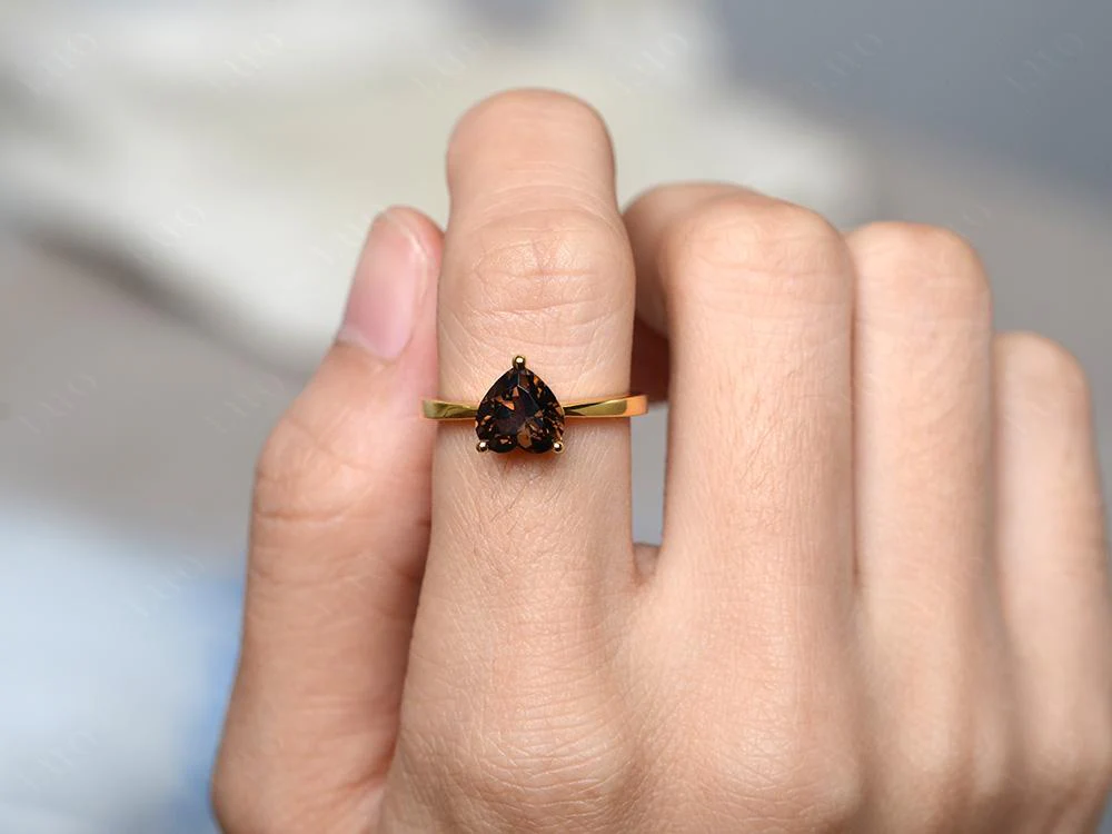 Smoky Quartz Heart Shaped Solitaire Ring - Image 33