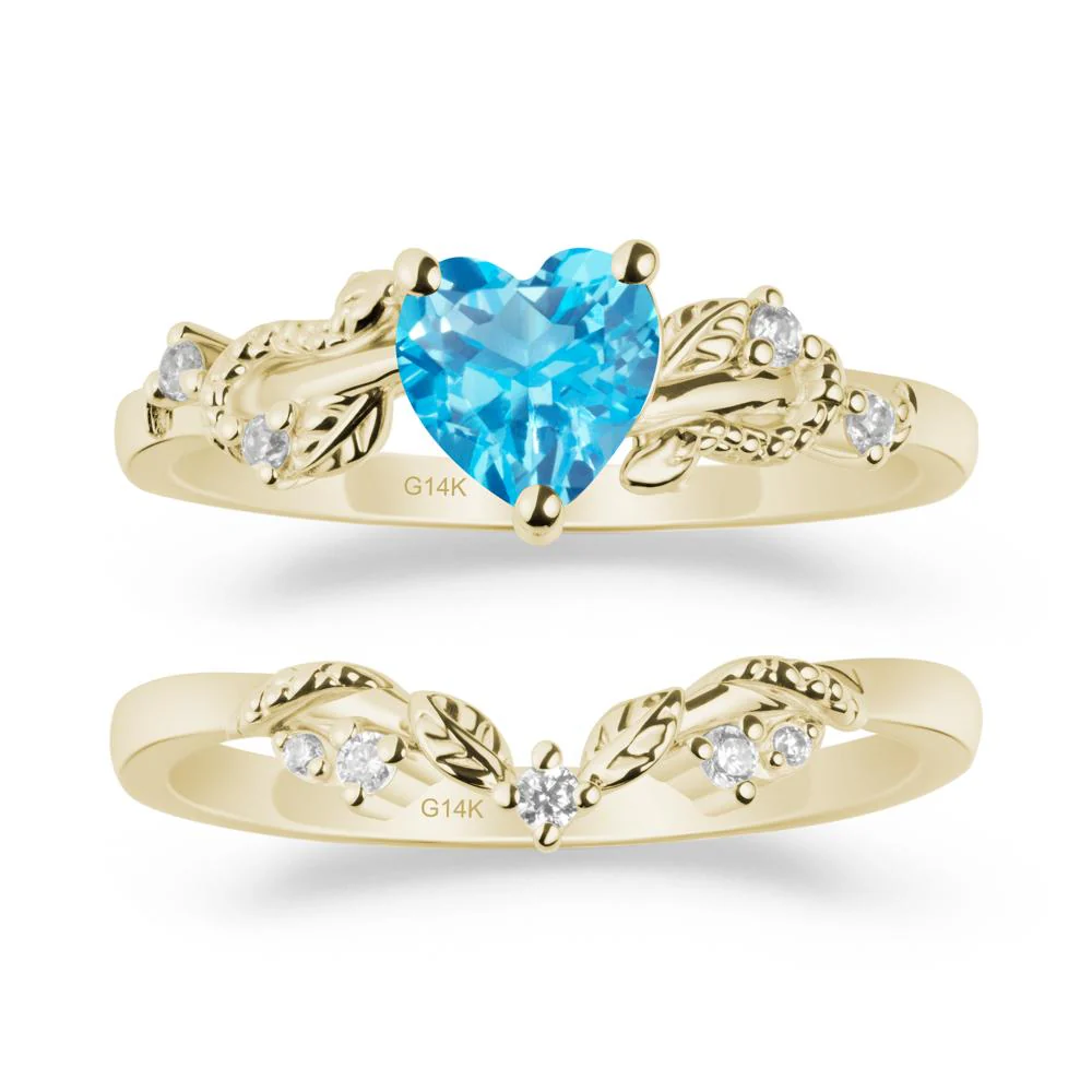 Heart Shaped Swiss Blue Topaz Bridal Set - Image 3