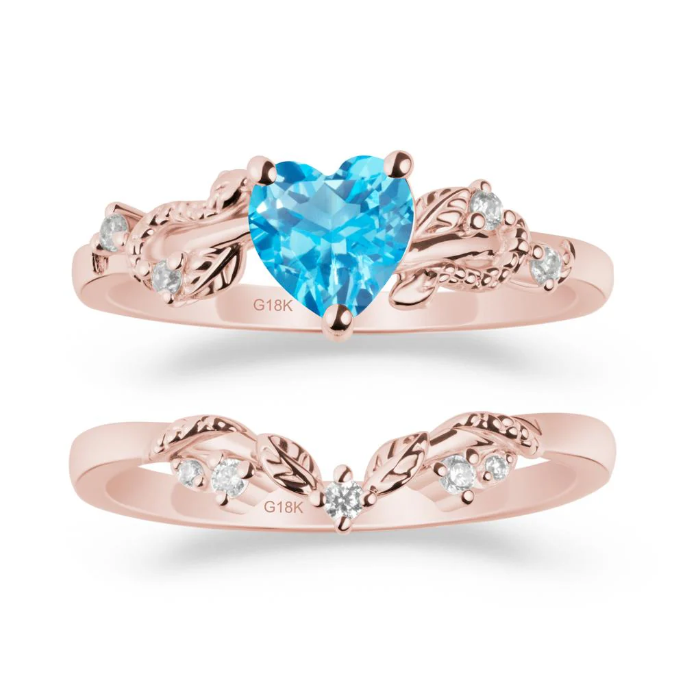 Heart Shaped Swiss Blue Topaz Bridal Set - Image 4