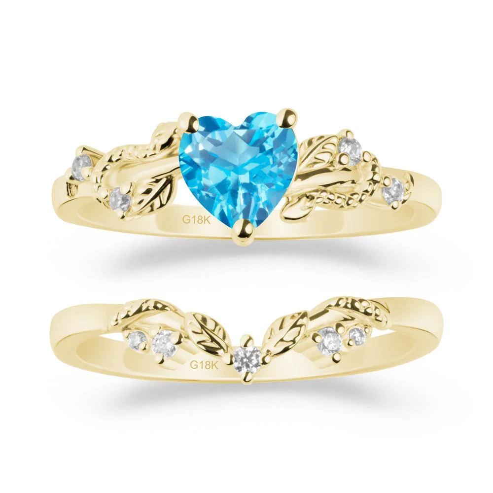 Heart Shaped Swiss Blue Topaz Bridal Set - Image 6