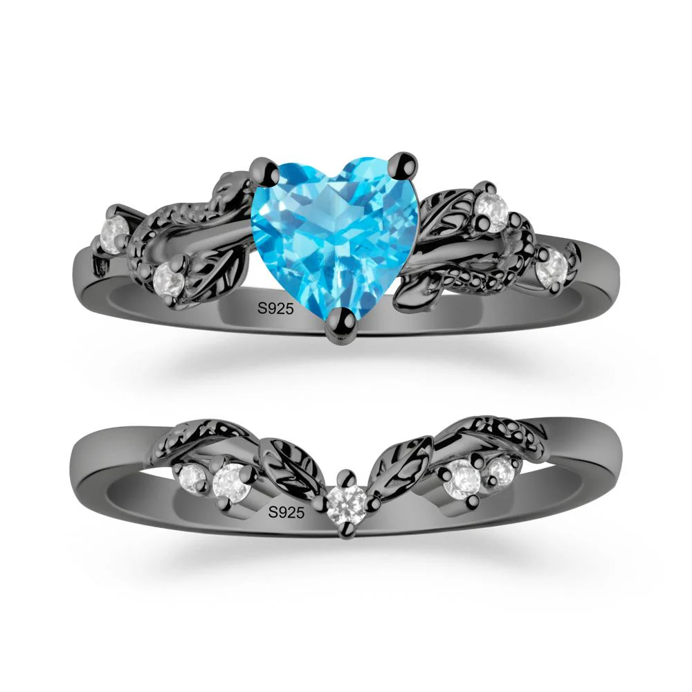 Heart Shaped Swiss Blue Topaz Bridal Set - Image 7