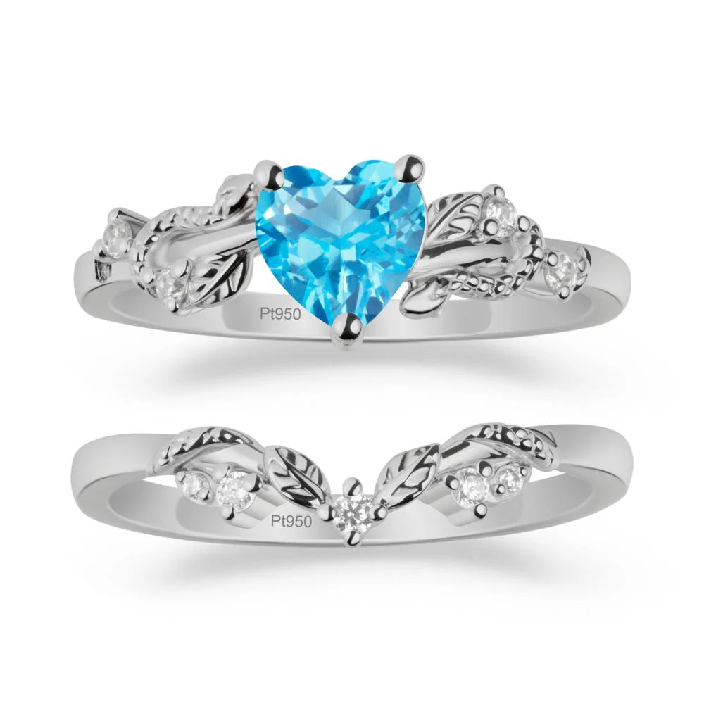 Heart Shaped Swiss Blue Topaz Bridal Set - Image 8