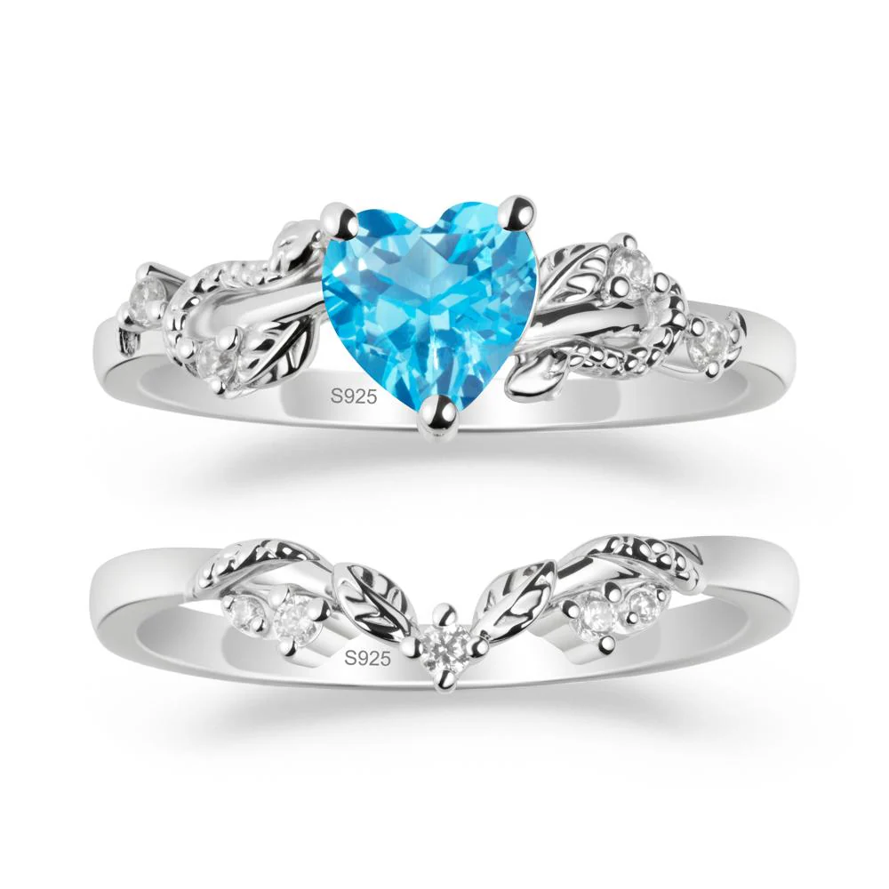 Heart Shaped Swiss Blue Topaz Bridal Set - Image 9