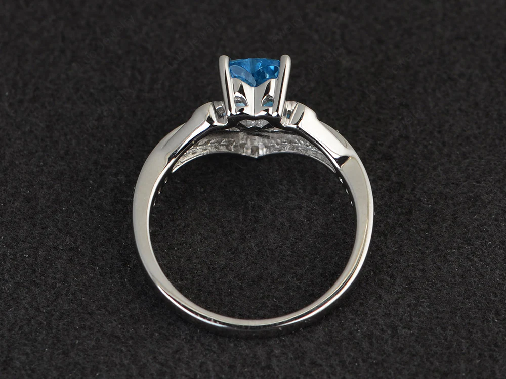 Heart Shaped Swiss Blue Topaz Bridal Set Ring - Image 3