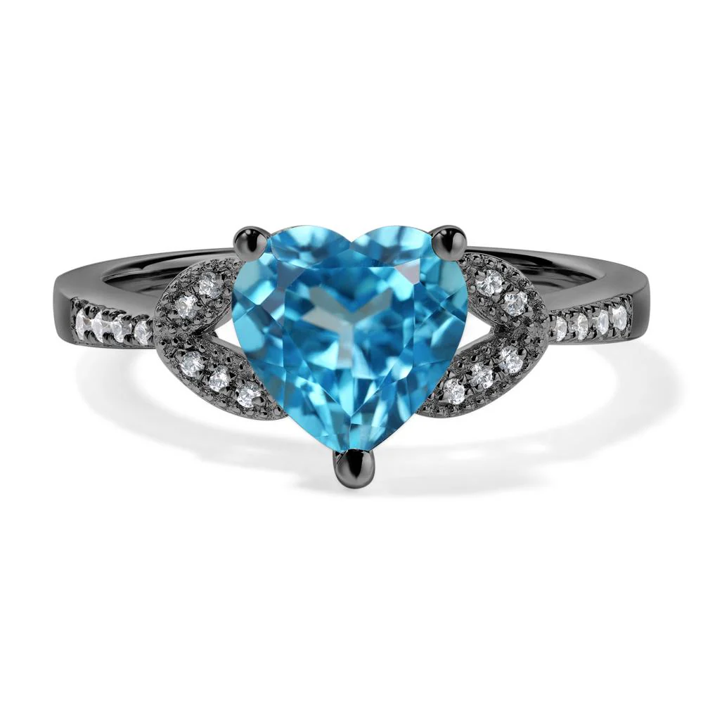 Heart Shaped Swiss Blue Topaz Engagement Ring - Image 3